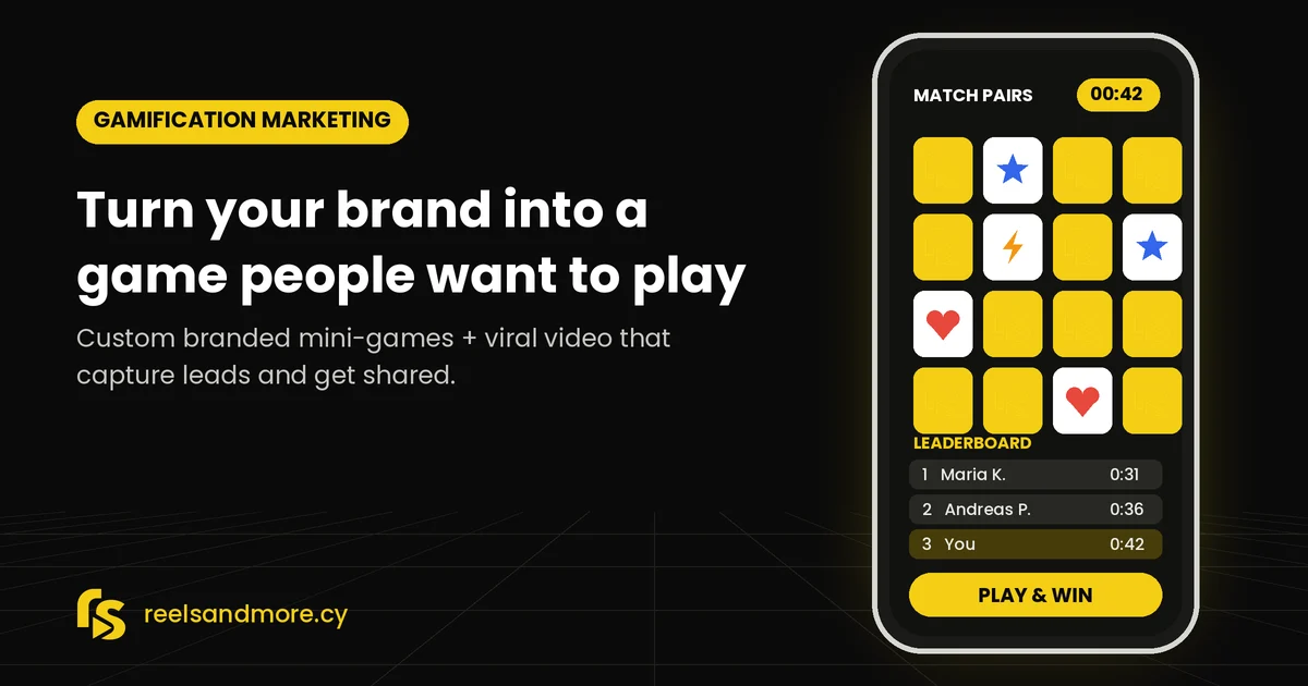 Gamification marketing in Cyprus - branded mini-game on a smartphone by Reels and More